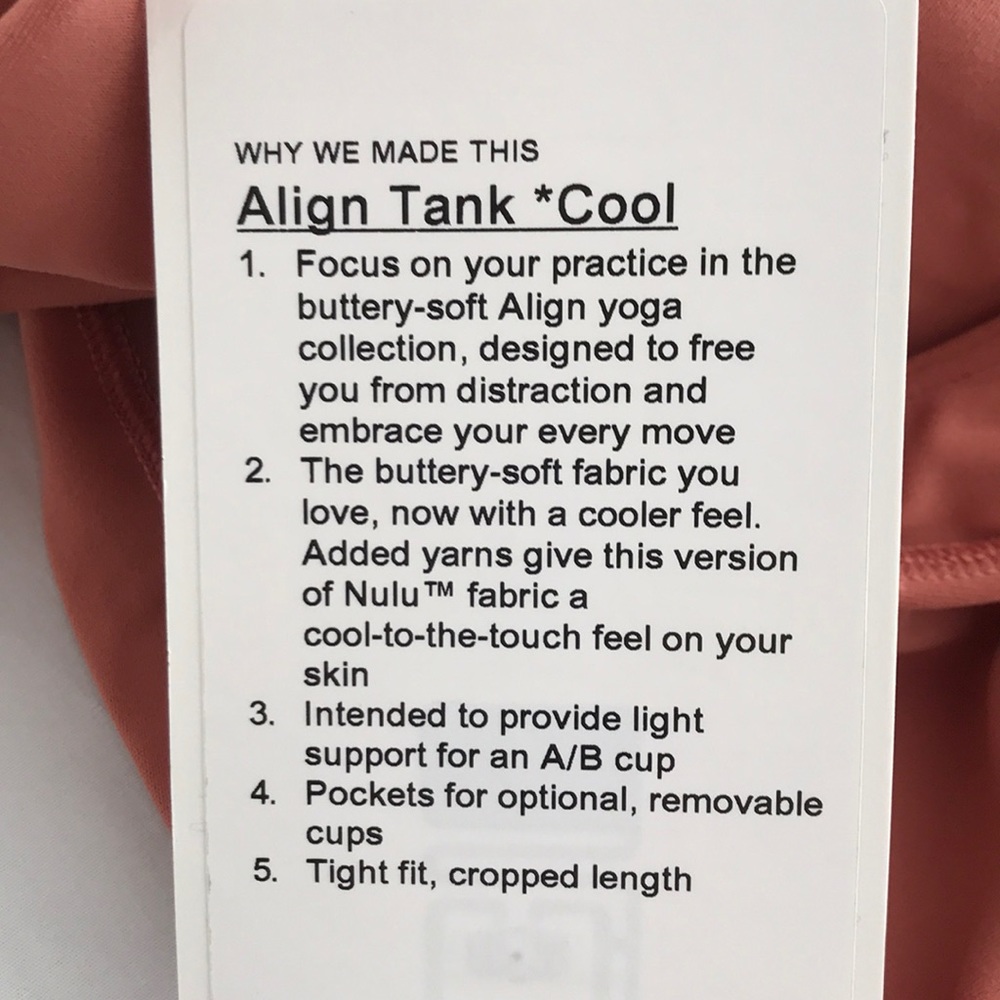 NWT Lululemon Align Arise Tank Coral crop top Nulu - Picture 8 of 8